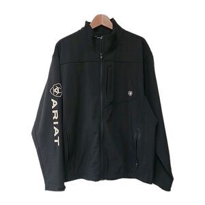 Ariat Logo Soft Shell Jacket Men’s XL Black Full Zip Warm Lined Stretch